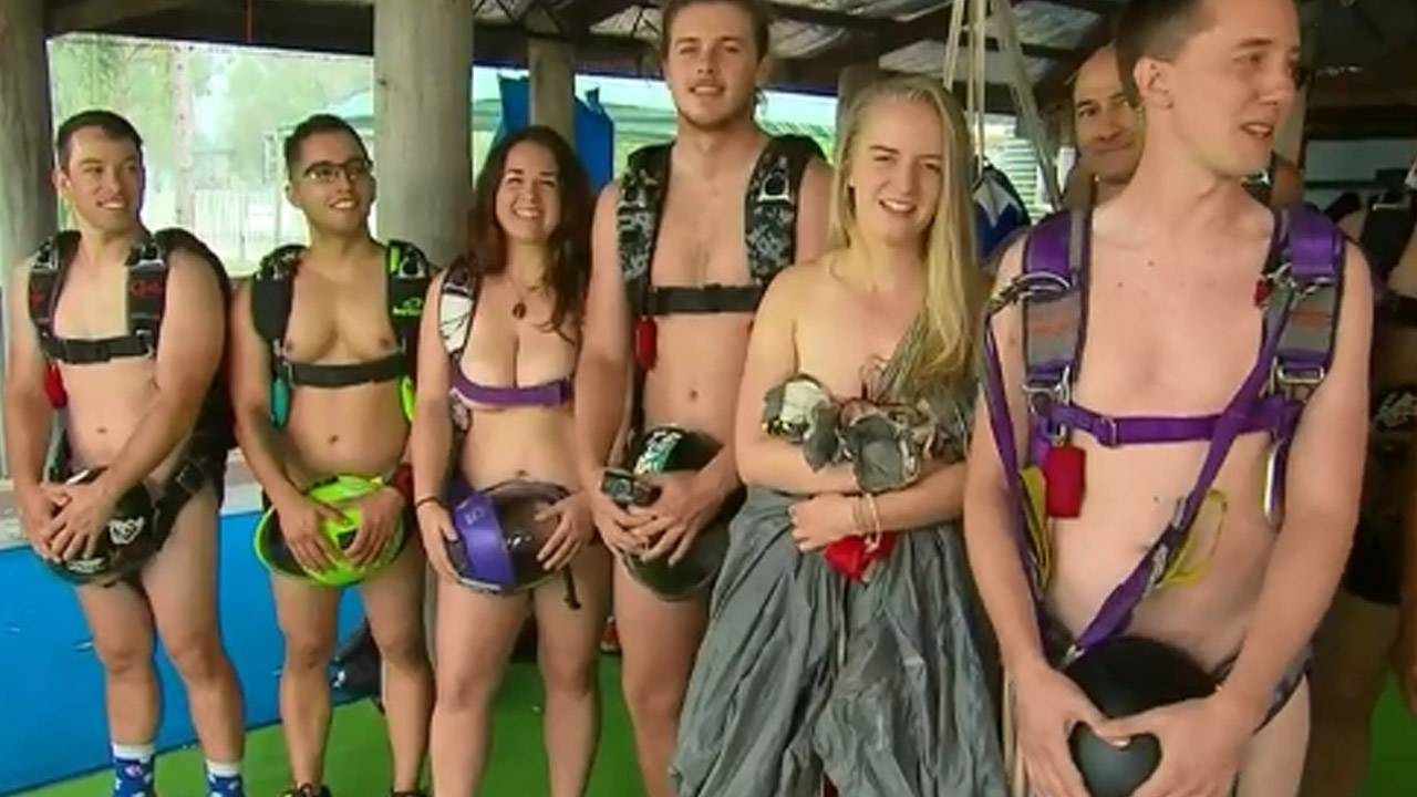 These skydivers are skydiving nude to break a world record