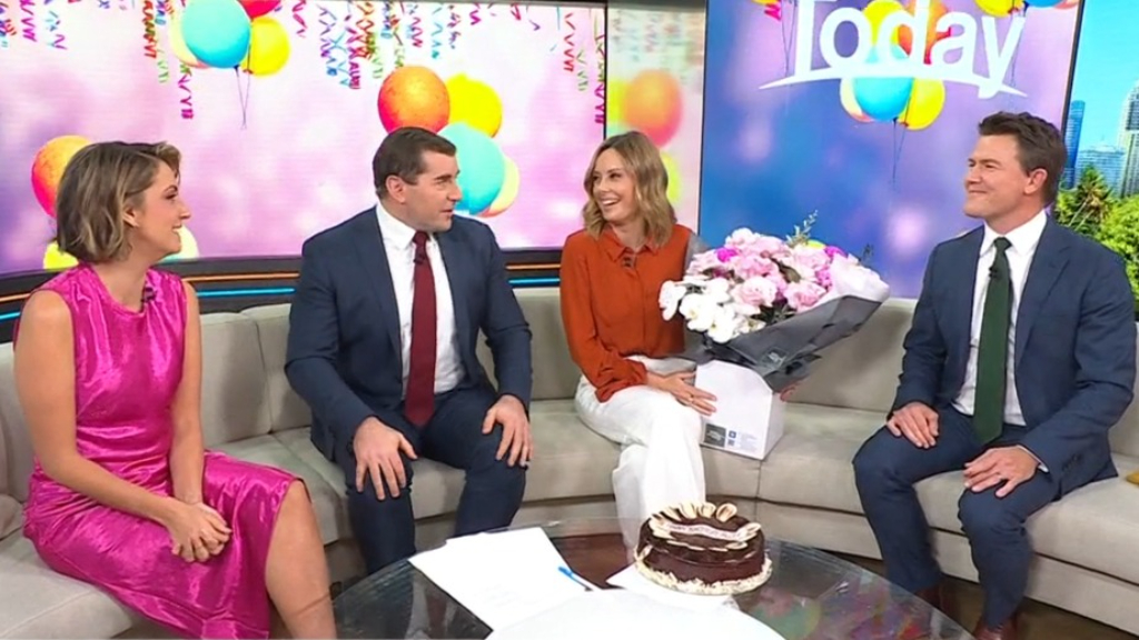 Ally Langdon surprised with flowers and cake for her birthday