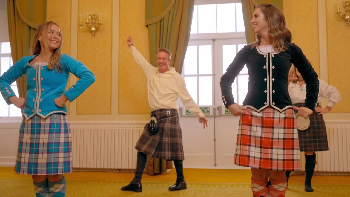 The Guides practice traditional Scottish dancing