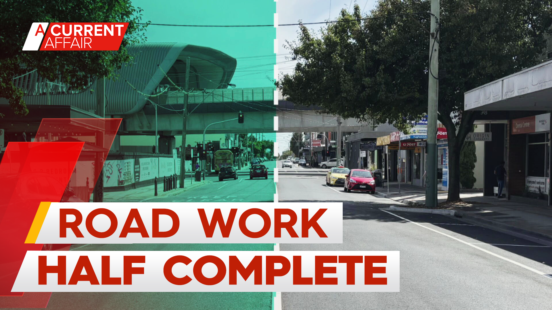 Two-kilometre stretch of Melbourne road half repaved in council divide