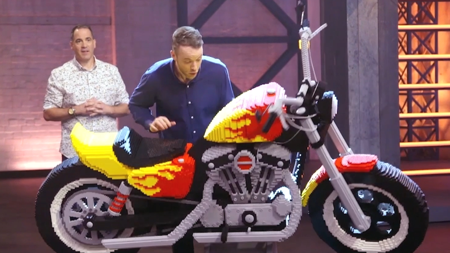 Hamish Blake smashes a $25k LEGO motorbike 