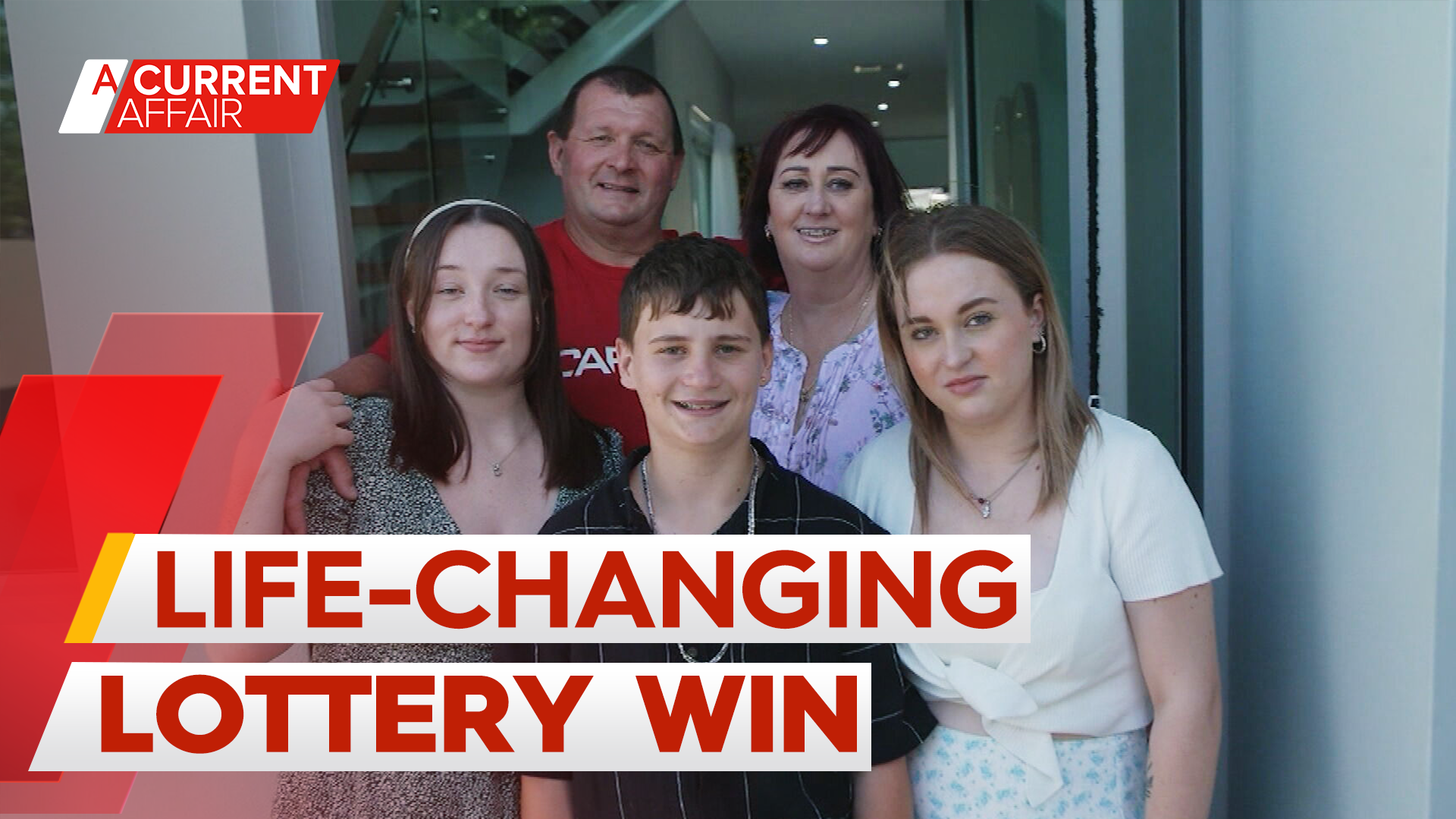 A family of five is trading a humble Penrith home for a waterfront mansion after a chance lottery ticket purchase changed their lives forever.