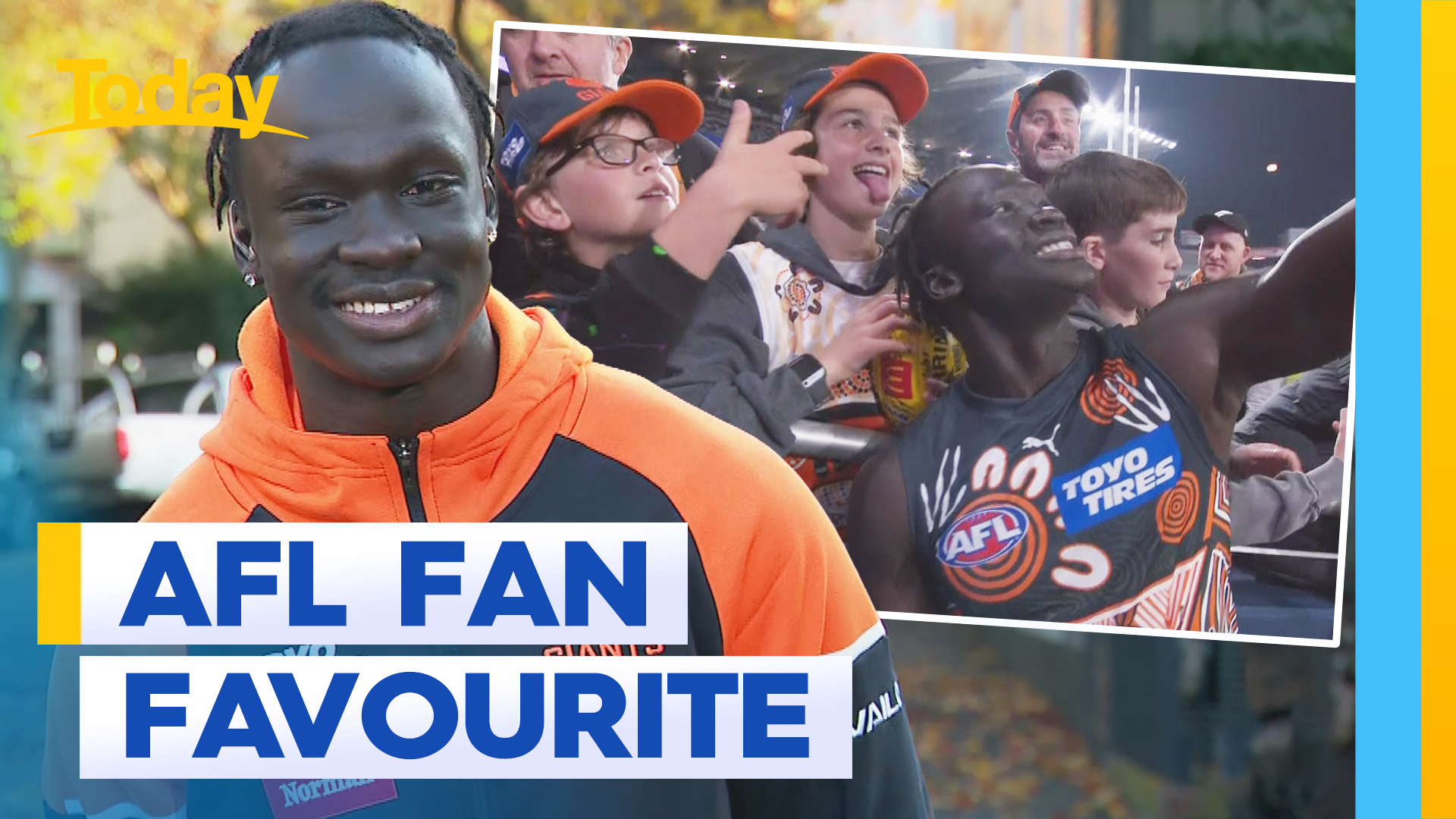 GWS Giants star delays team tradition to take selfies with fans