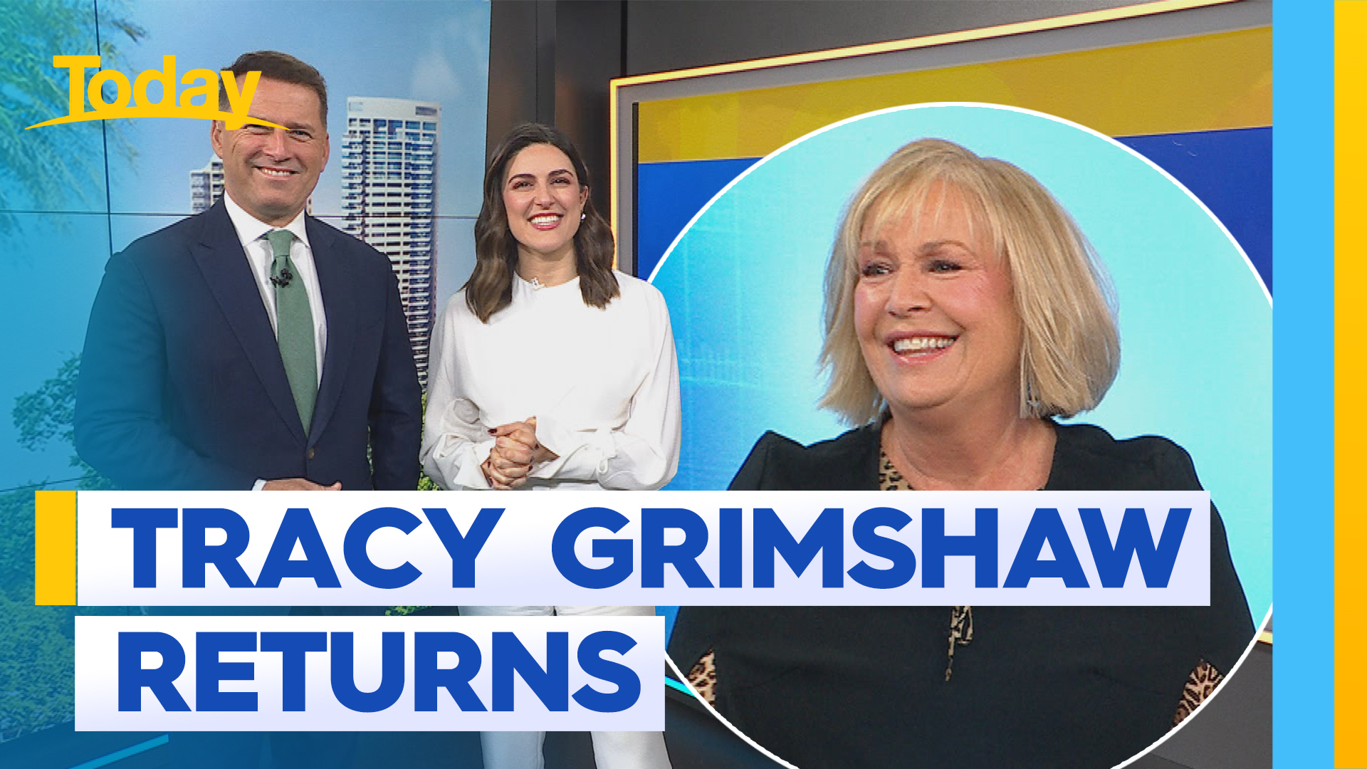 Tracy Grimshaw makes her return to the Today Show
