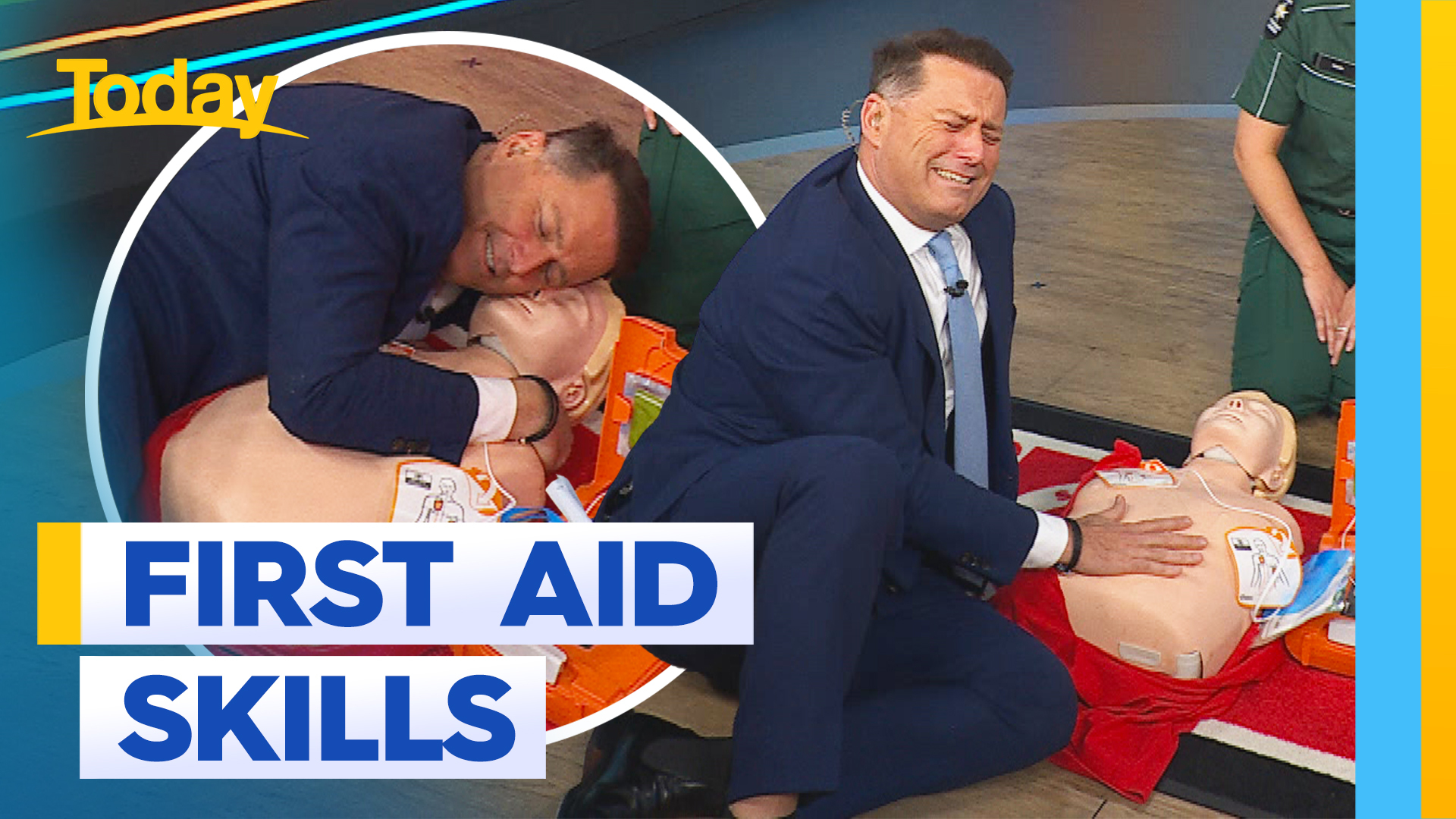 Karl and Sarah brush up on their first aid skills