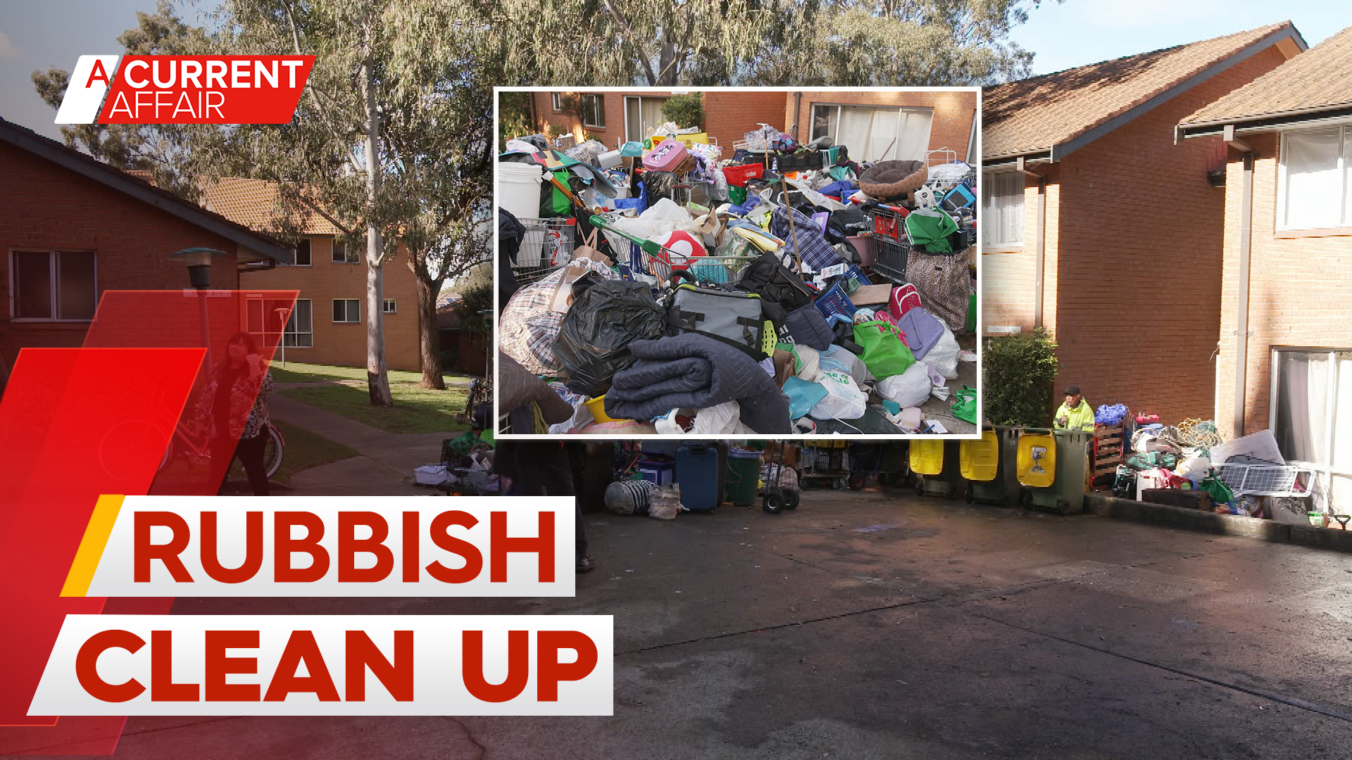 Crews roll in to clean mountain of rubbish from public housing estate
