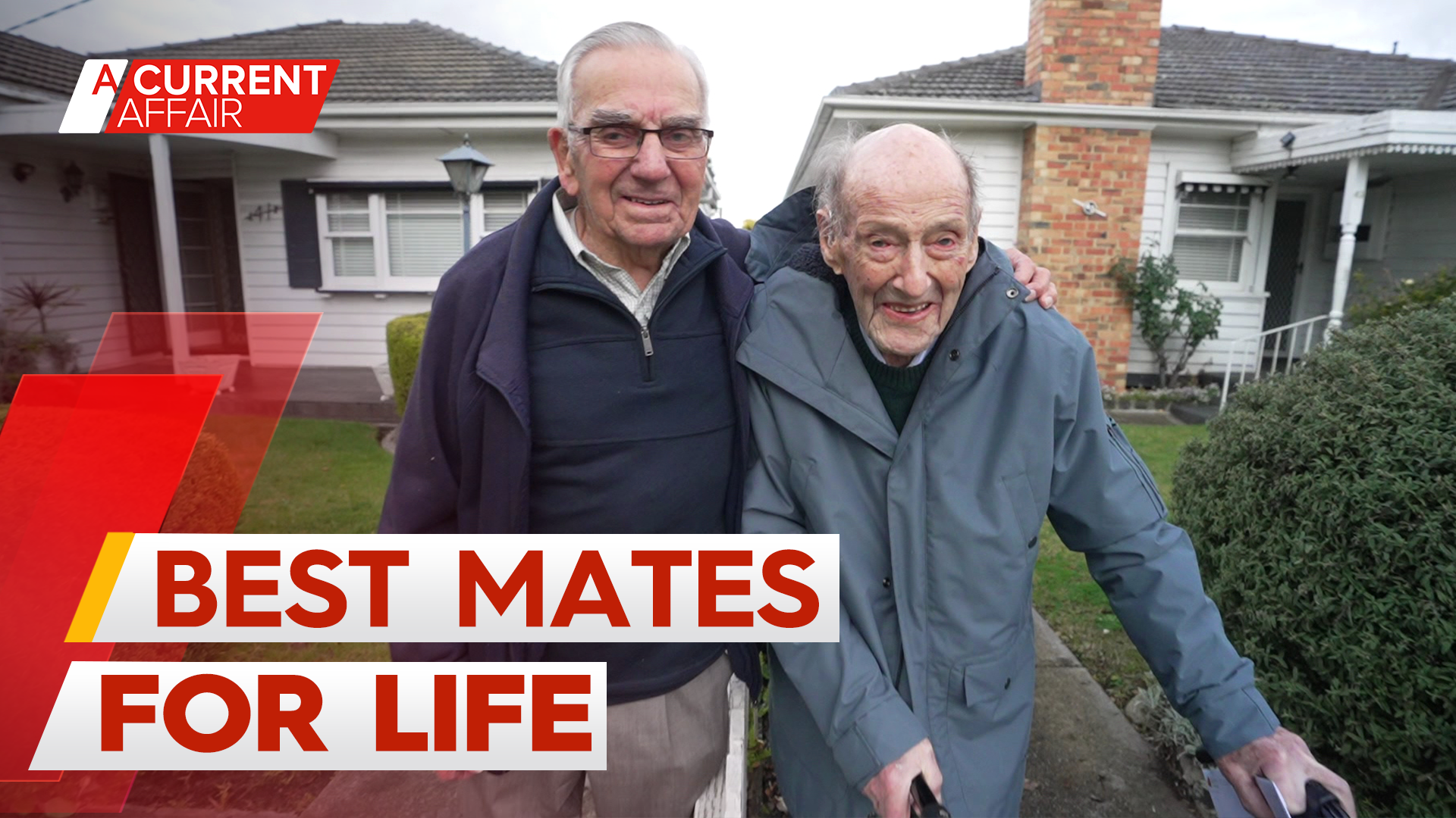 The 100-year-old mates who catch up through a hole in their fence